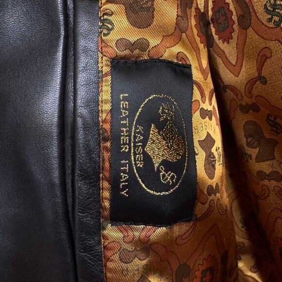 Vintage Kaiser x Mob Wife Pennylane Italian Leather Cropped Jacket Black Medium - Picture 8 of 10